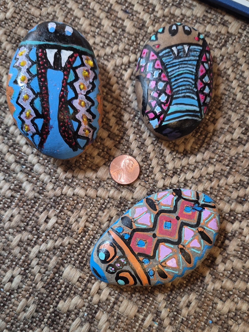 Painted Rocks, Snakes And Bug